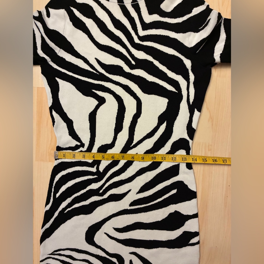 Cavalli Black & White Zebra Print Turtleneck Midi Dress - Picture 6 of 13